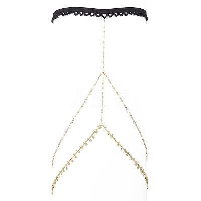Brass Double Layer Star Tassel Thigh Leg Chains AJEW-AN00639-1