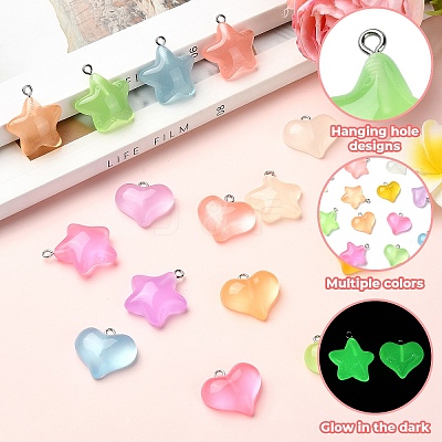 15Pcs 15 Styles Luminous Transparent Resin Pendants RESI-YW0001-79-1
