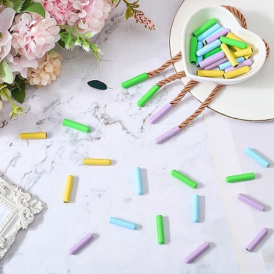 40Pcs 4 Colors Alloy Cord End FIND-GF0008-47B-1