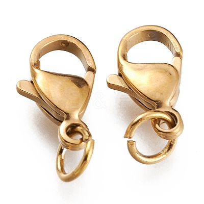 Ion Plating(IP) 304 Stainless Steel Lobster Claw Clasps X-STAS-G240-01D-G-1