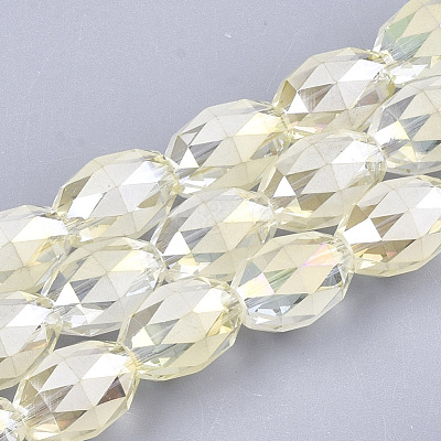 Electroplated Glass Beads Strands X-EGLA-T015-02B-07-1