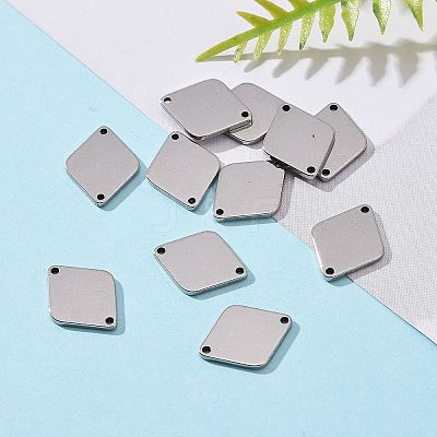 Tarnish Resistant Smooth Surface Stainless Steel Rhombus Stamping Blank Tag Links connectors LS-STAS-R064-72-1