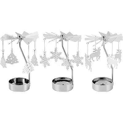 Iron Rotating Tealight Candle Holder AJEW-FG0001-20P-1