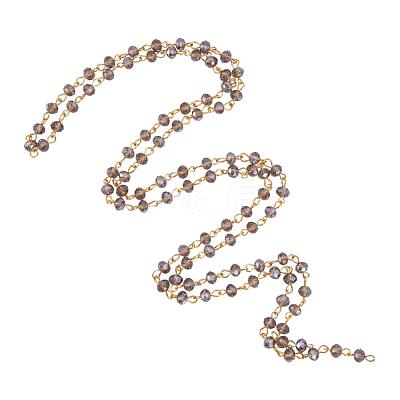 Handmade Rondelle Glass Beads Chains for Necklaces Bracelets Making AJEW-JB00037-05-1