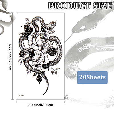20Pcs 20 Styles Removable Temporary Water Proof Tattoos Paper Stickers DIY-CP0012-48C-1