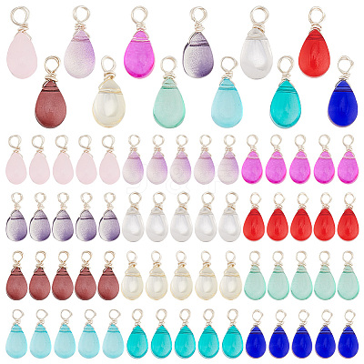 72Pcs 12 Color Transparent Glass Charms FIND-PH0010-97-1
