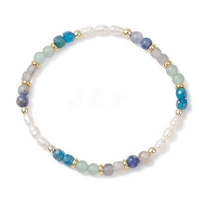 Natural Mixed Gemstone Beads Stretch Bracelets for Women BJEW-JB13316-02-1