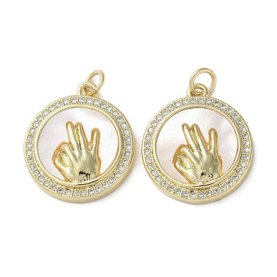 Gesture Theme Brass Micro Pave Cubic Zirconia Pendants KK-G485-18A-G-1