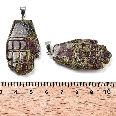 Natural Dragon Blood Carved Pendants G-K369-01P-09-1