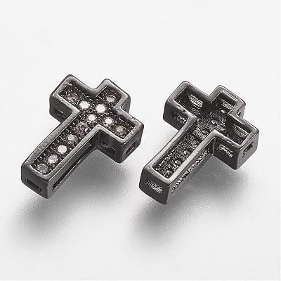 Brass Micro Pave Cubic Zirconia Beads ZIRC-N025-55-1