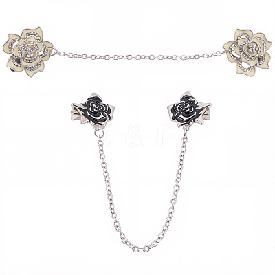 2Pcs 2 Styles Alloy Rhinestone Collar Clips AJEW-BM0001-47-1