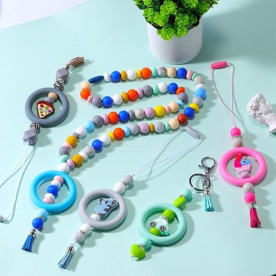 9Pcs Ring Food Grade Eco-Friendly Silicone Focal Beads JX895E-1