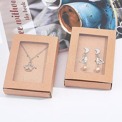 Foldable Drawer Type Creative Kraft Paper Box CON-WH0077-12-1