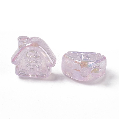UV Plating Rainbow Iridescent Acrylic Beads PACR-M003-02D-1
