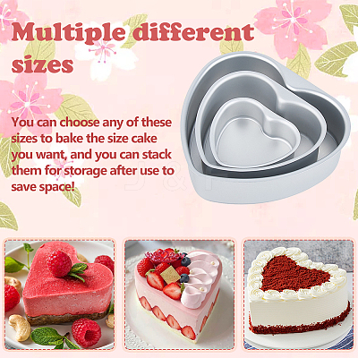 3 Bags 3 Styles Heart Aluminium Alloy Cake Mold Rings AJEW-DC0002-06-1