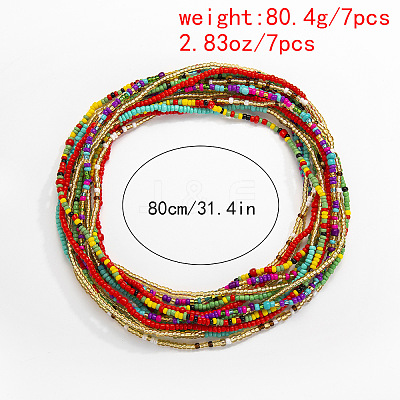 7Pcs 7 Colors Boho Glass Seed Beaded Waist Chains for Women WGEA542-01-1