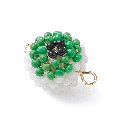 Halloween Glass Peal & Glass Seed Beaded Round Eye Links Connector Charms PALLOY-MZ00948-01-1
