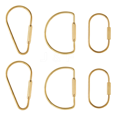 6Pcs 3 Styles Brass Screw Clasps FIND-DC0008-01-1