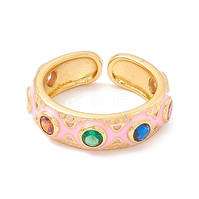 Flat Round Cubic Zirconia Cuff Rings RJEW-C021-04G-1