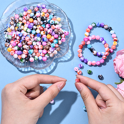 300Pcs Opaque Acrylic Beads SACR-YW0001-89A-1