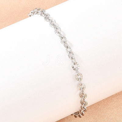 201 Stainless Steel Oval Link Chain Bracelets for Women BJEW-G767-01F-P-1