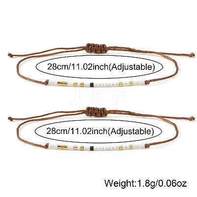 2Pcs Adjustable Glass Seed Bead Bracelets UW8577-1-1