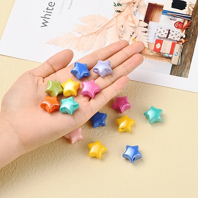 32Pcs 8 Colors Opaque Acrylic Beads MACR-YW0001-41-1