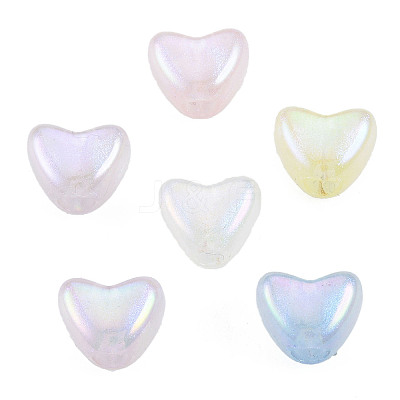 Rainbow Iridescent Plating Acrylic Beads OACR-N010-072-1