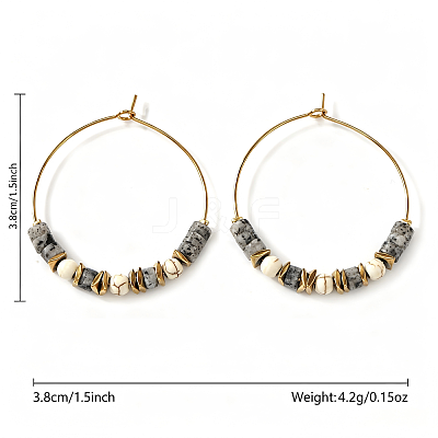 Bohemian Colorful Natural Stone Beaded Hoop Earrings for Women TC8754-11-1