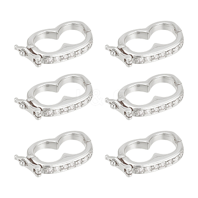 6Pcs Rack Plating Brass Micro Pave Cubic Zirconia Twister Clasps ZIRC-UN0001-08P-1