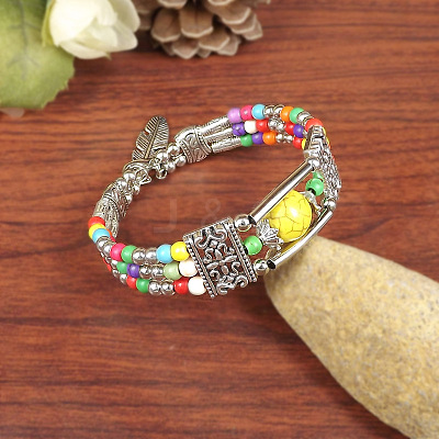Synthetic Random Color Turquoise Beaded Bangles for Women WG1DBAC-04-1