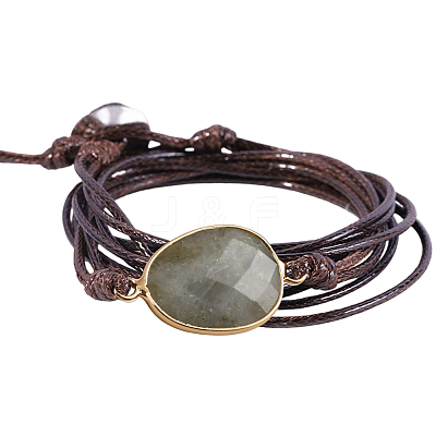Natural Labradorite Bead Link Bracelets BJEW-WH20031-007A-1