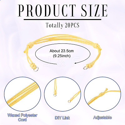 20Pcs Adjustable Korean Waxed Polyester Cord Bracelet Making BJEW-TAC0051-05-1