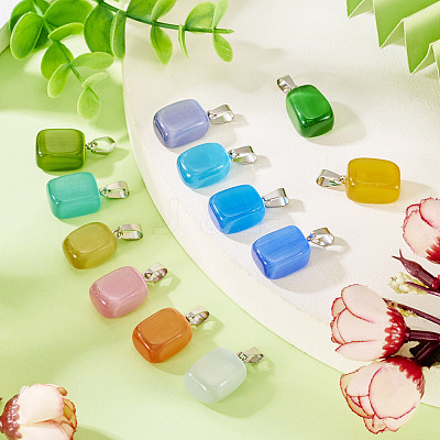 12Pcs 12 Colors Cat Eye Pendants CE-TA0001-04-1