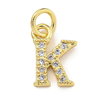 Initial Letter Brass with Cubic Zirconia Charms KK-Q814-26K-G-1