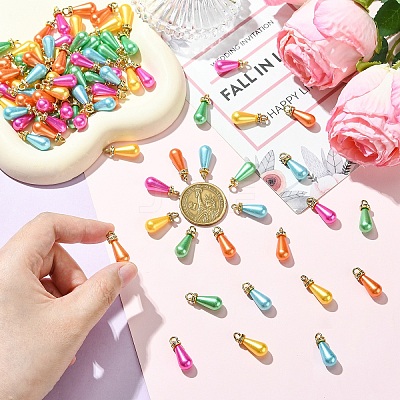 30Pcs ABS Plastic Imitation Pearl Pendants KY-YW0002-16A-1