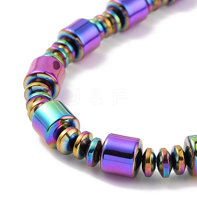 Synthetic Hematite & Brass Column Beaded Necklace Bracelet with Magnetic Clasps SJEW-G079-01D-1