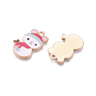 Christmas Theme Rack Plating Alloy Enamel Pendants ENAM-T021-14KCG-1
