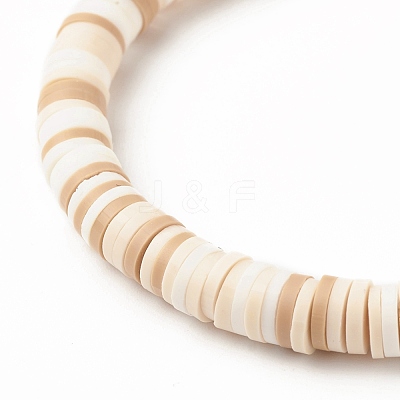 Polymer Clay Heishi Beads Stretch Bracelet for Women BJEW-JB07207-04-1