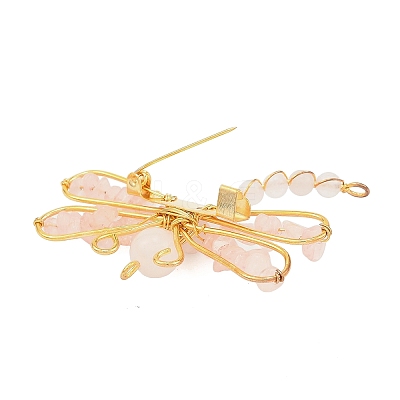 Natural Gemstone & Brass & Iron Brooches JEWB-H034-01G-1