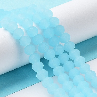 Imitation Jade Solid Color Glass Beads Strands EGLA-A034-J8mm-MD04-1