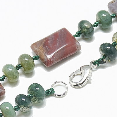 Natural Indian Agate Beaded Necklaces NJEW-S395-12-1