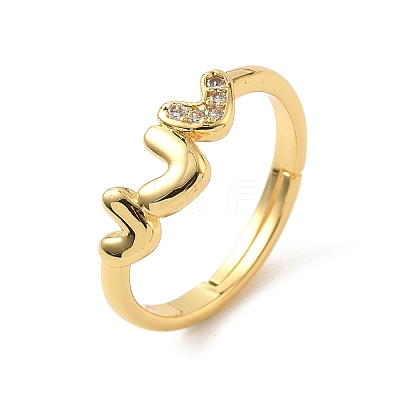 Brass Micro Pave Cubic Zirconia Finger Rings RJEW-H258-21G-1