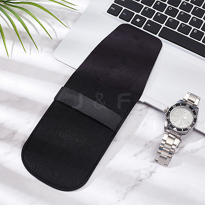 Portable PU Leather & Felt Single Watch Pouch Storage Bags ABAG-WH0248-501A-1