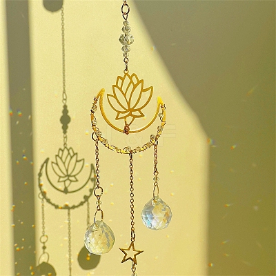 Metal Lotus Moon Window Hanging Suncatchers PW-WG54215-01-1