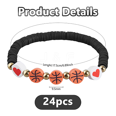 24Pcs Polymer Clay Heishi Beads Stretch Bracelets BJEW-DC00018-1
