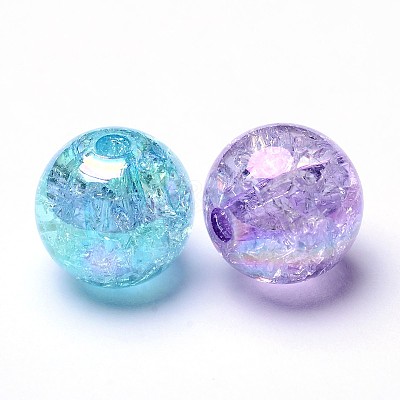 Bubblegum AB Color Transparent Crackle Acrylic Round Beads X-CACR-R011-12mm-M-1