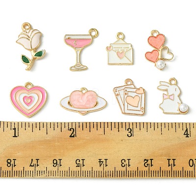 16Pcs 8 Styles Valentine's Day Alloy Enamel Pendants ENAM-FS0001-64-1