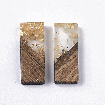 Transparent Resin & Walnut Wood Pendants X-RESI-Q210-007A-A01-1