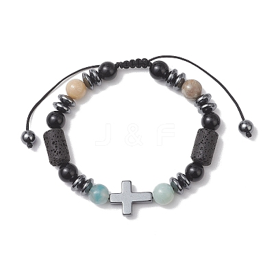 3Ocs Natural Mixed Gemstone Beads Braided Bead  Bracelets BJEW-JB13195-1